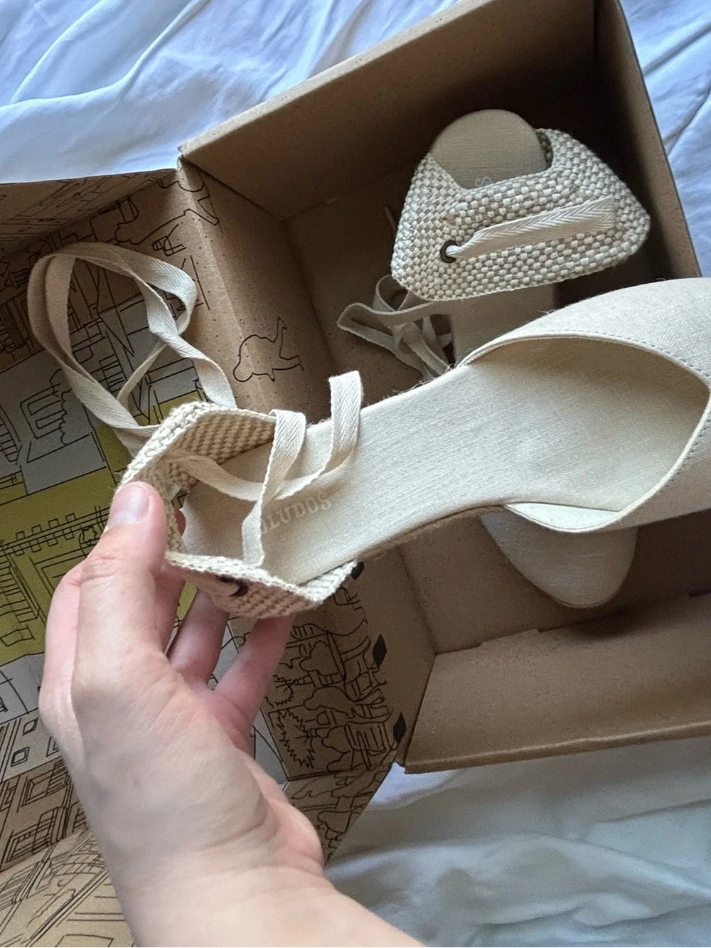 Soludos Cream Espadrille Wedge Sandals